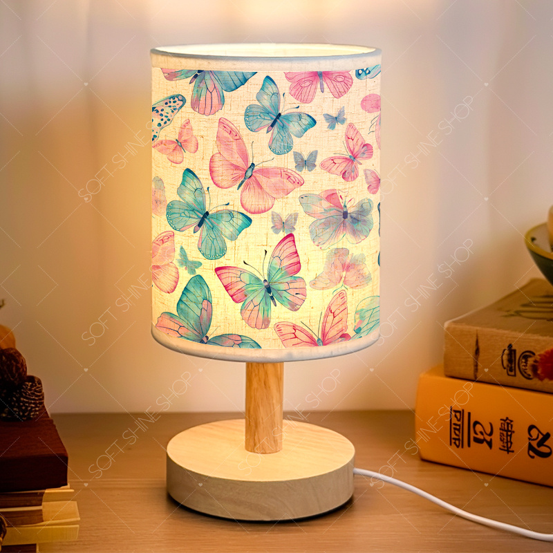TEMU 1pc Colorful Fabric Table Lamp | Usb Powered, Led Lighting Fixture For Bedroom, Dormitory, Home And Office, Decorative Desk Lamp