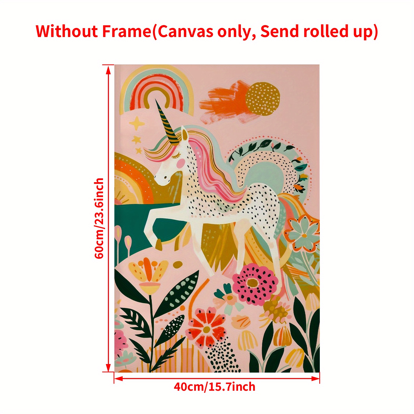 Image of 1pc Magical Unicorn Wall Art For Kids Room - Vertical Hd Canvas Poster Suitable For Nursery, Bedroom, Bathroom Decor - Fairy Tale Room Decoration, No Frame Needed