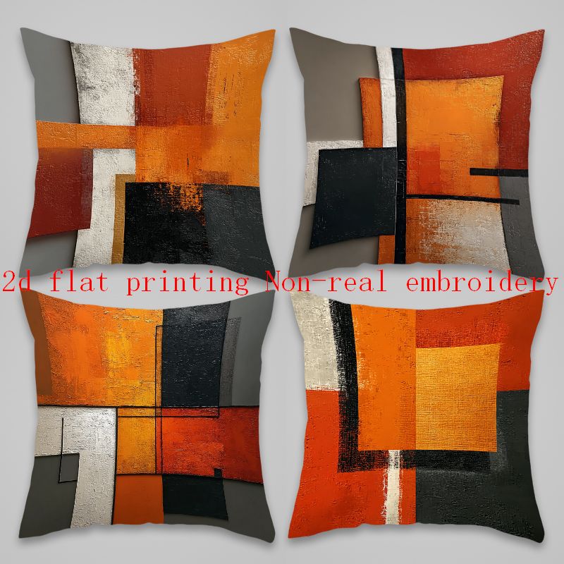 TEMU Lot de 4 housses de coussin à thème, composition de peinture abstraite en de couleur, adaptées à la décoration de canapé, accessoires de maison,