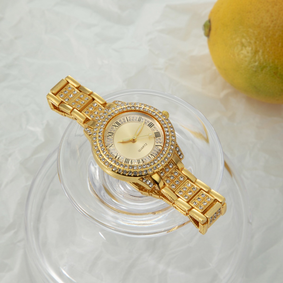 6pcs Set Women's Quartz Watch Collection - Stainless Steel Rhinestone-Accented Minimalist Round Analog Watches, Glamorous Everyday Jewelry Watches Set for Birthdays//Weddings - Ideal Gift for & Women (Compatible with)