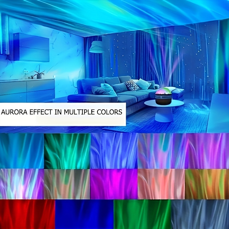 LED Aurora projector creating a romantic starry sky effect in a bedroom