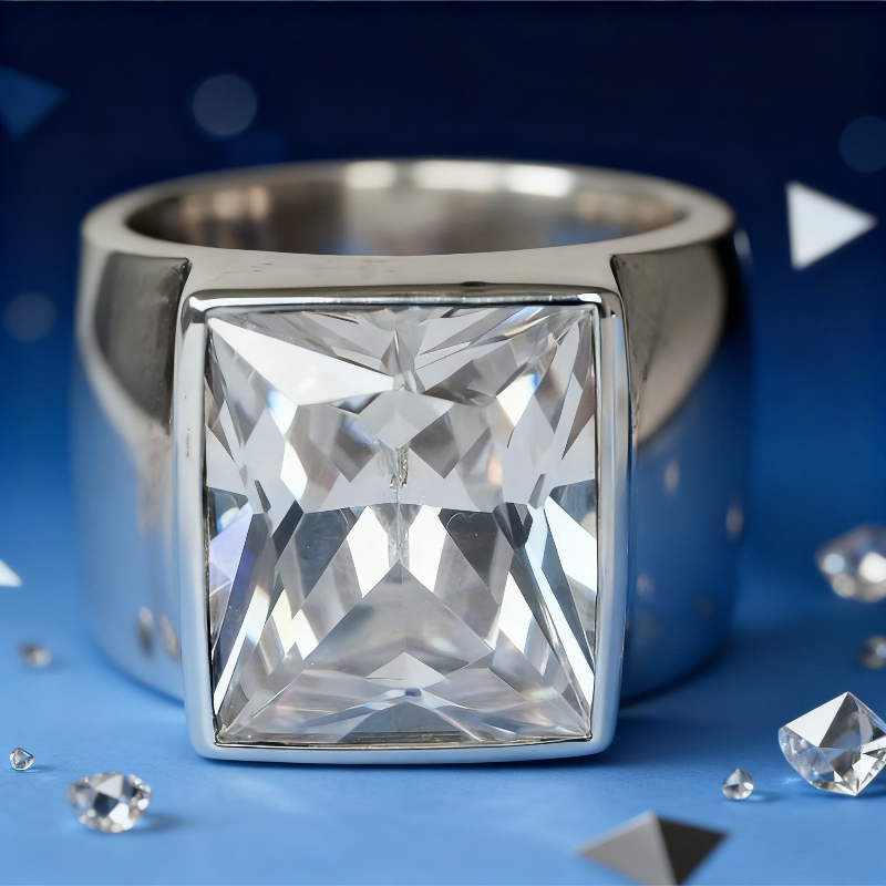 Women's Classic Square Wide Rimmed Ring, Stylish Minimalist Design