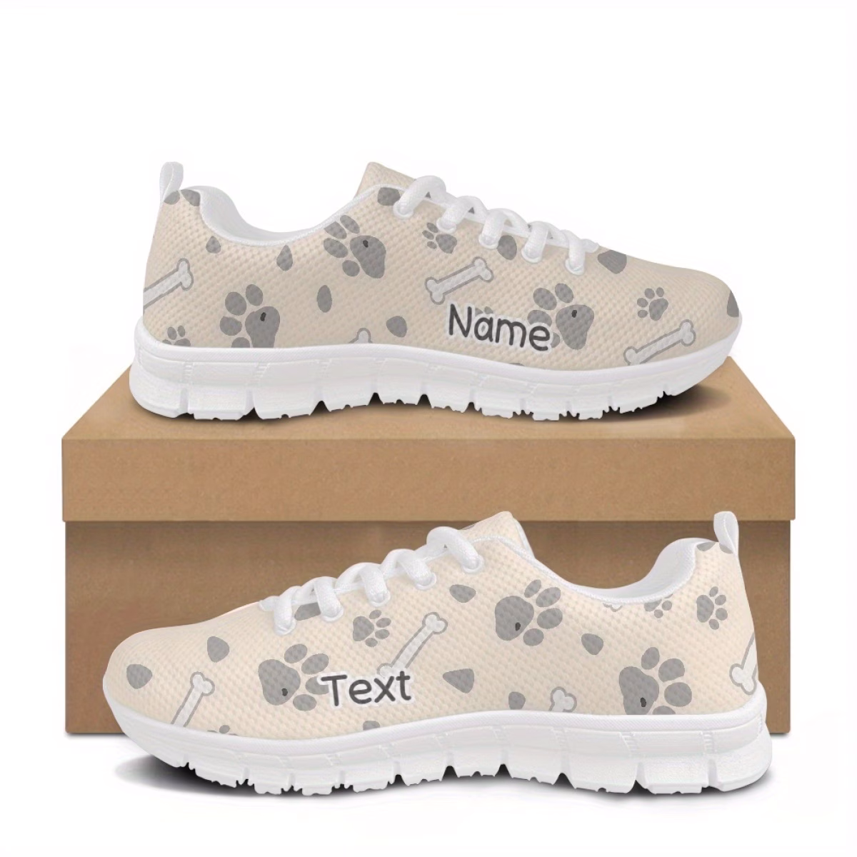 2D Printed Personalized Sneakers with Dog Paw Prin...