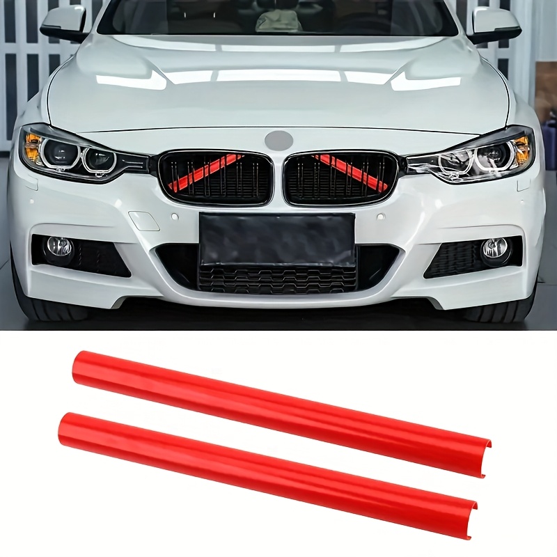 TEMU 2pcs Car Front Grille Decorative Strips V-shaped Bracket Suitable For F20-f23 F30-f36 G30 G38 G11 G12 And Other Car Sport Grille Exterior