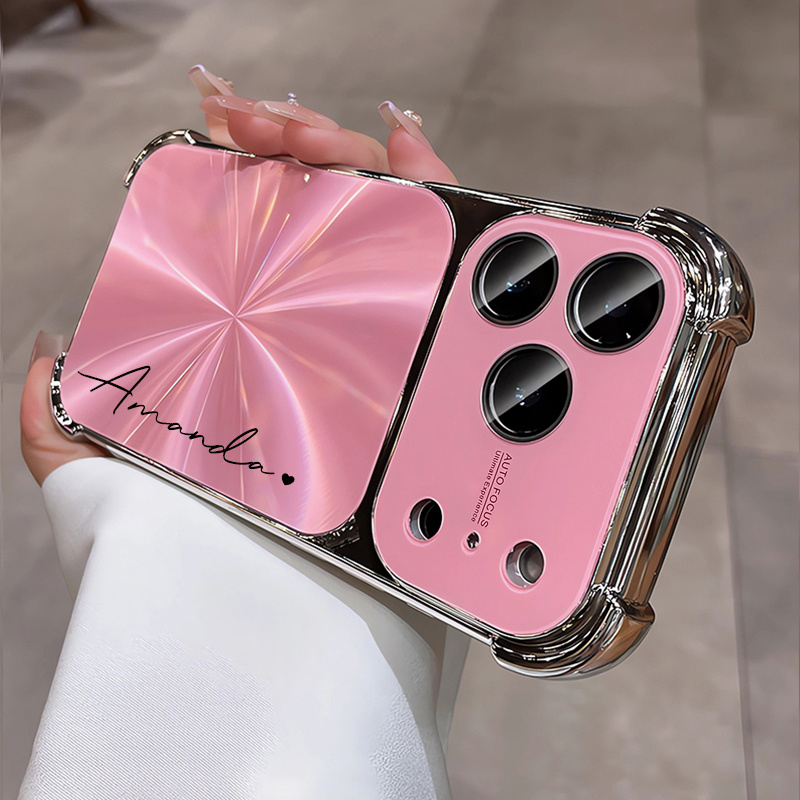 TEMU Phone Case - Custom Name Diy Name Brand New Four-corner Electroplated Phone Case For Phone 17 Pro Max 17 Pro Pro