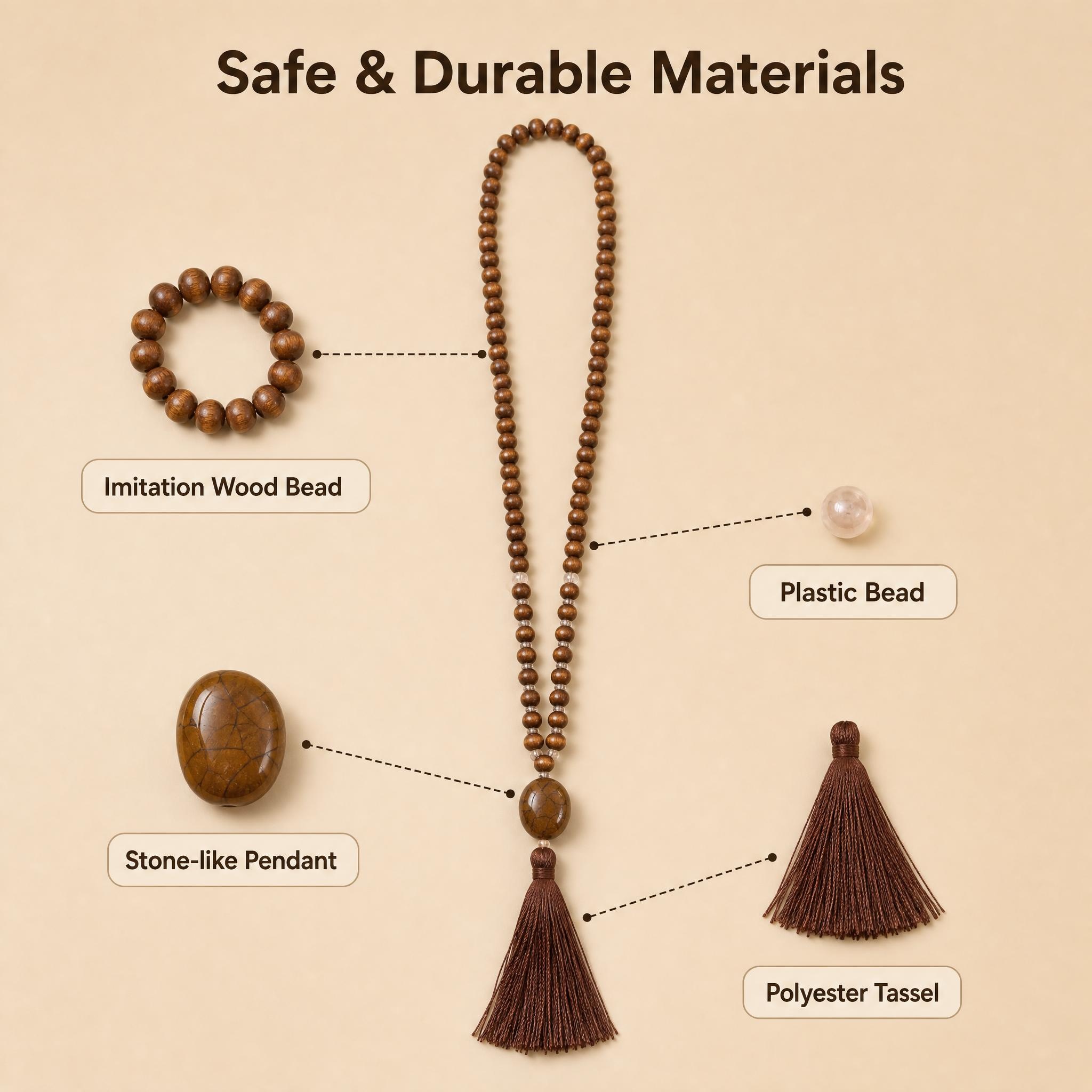 1-Pack Retro Tassel Beaded Long Pendant Neck Chain, Boho Style