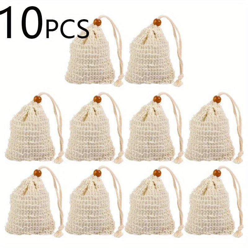 TEMU Bolsas de Jabón Reutilizables con Cordón, 5pcs/10pcs, Bolsas de Malla Espumante para Ducha