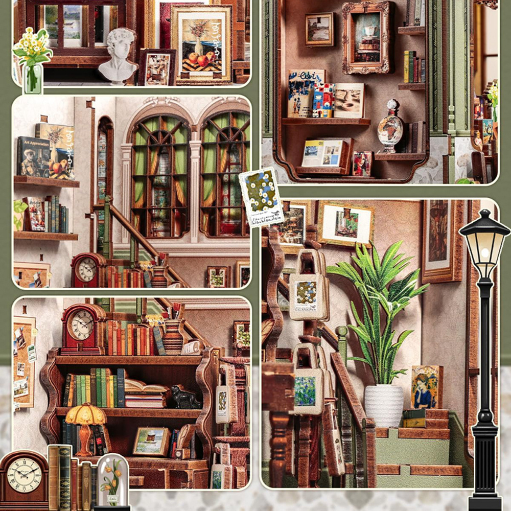 Image of Retro Design, House , Bookstore, Miniature Model, Home Decoration, Set, Great Gift For Birthday