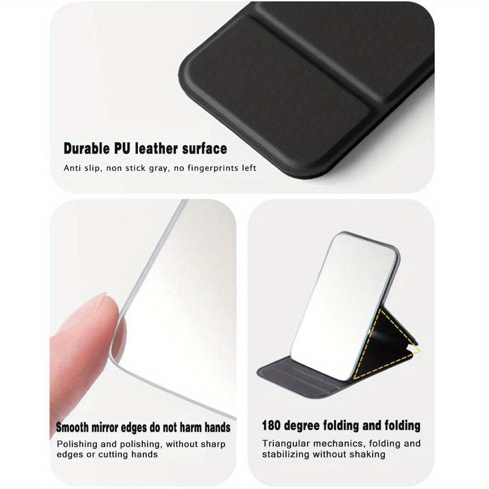 Foldable Mini HD Makeup Mirror with Adjustable PU Stand