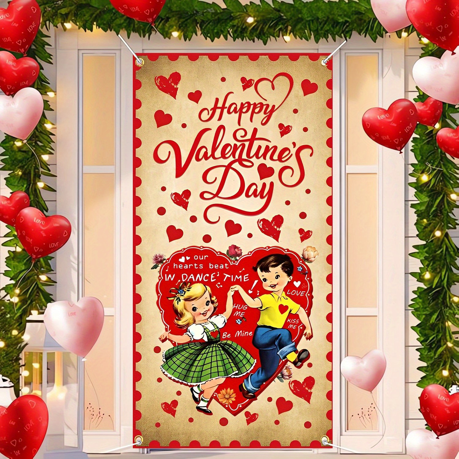 

Lovely, Happy Valentine's Day Door Banner - Classic Polyester Hanging Decoration, 35.4 X Inches, Indoor/outdoor Party Decor