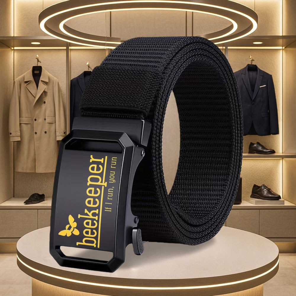 TEMU 1pc Of Casual Men's Novelty Belt With Beekeeper Print, Suitable For Jeans, Fashionable Business Men's Belt, Ideal Gift , Included