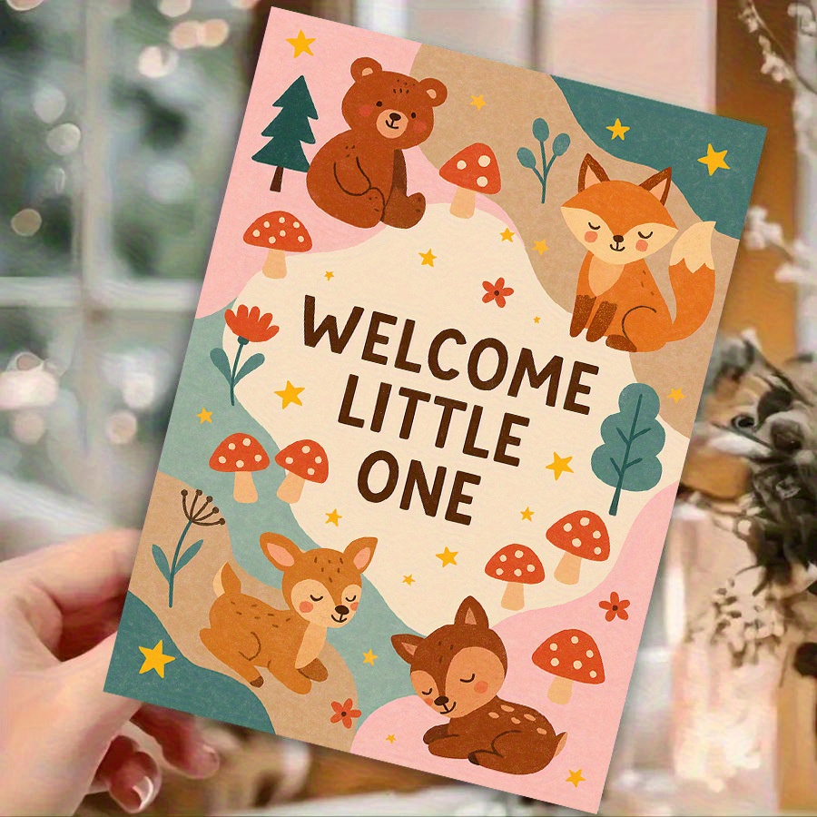 Welcome Little One Greeting Card with Cute Forest Animals
