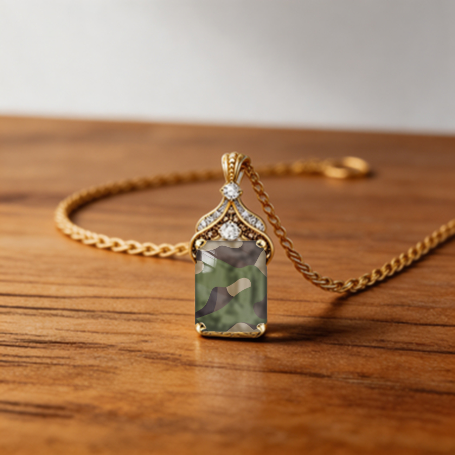 TEMU 1pc Camouflage Pattern Necklace Military Style Necklace Nature Inspired Necklace Outdoor Necklace Vintage And Elegant Court-style Necklace Plant