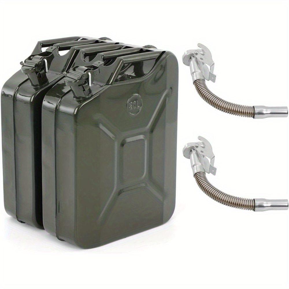 TEMU 2pcs Can Metal Petrol Can With Spout Motorcycle Fuel Store Container 20l For Store Petrol Green