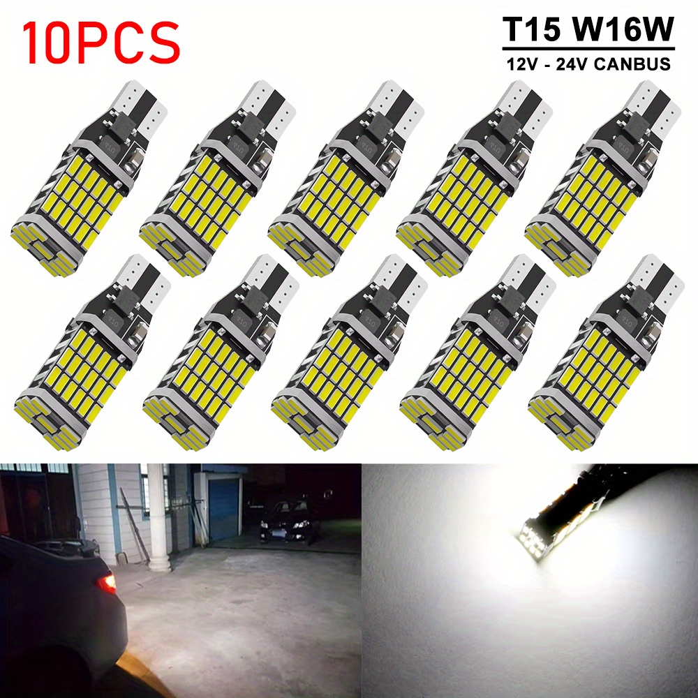 10pcs t15 car led bulbs canbus 906 922 w16w   light 12v 24v 4014 45smd 6000k   white auto backup reverse parking lamp