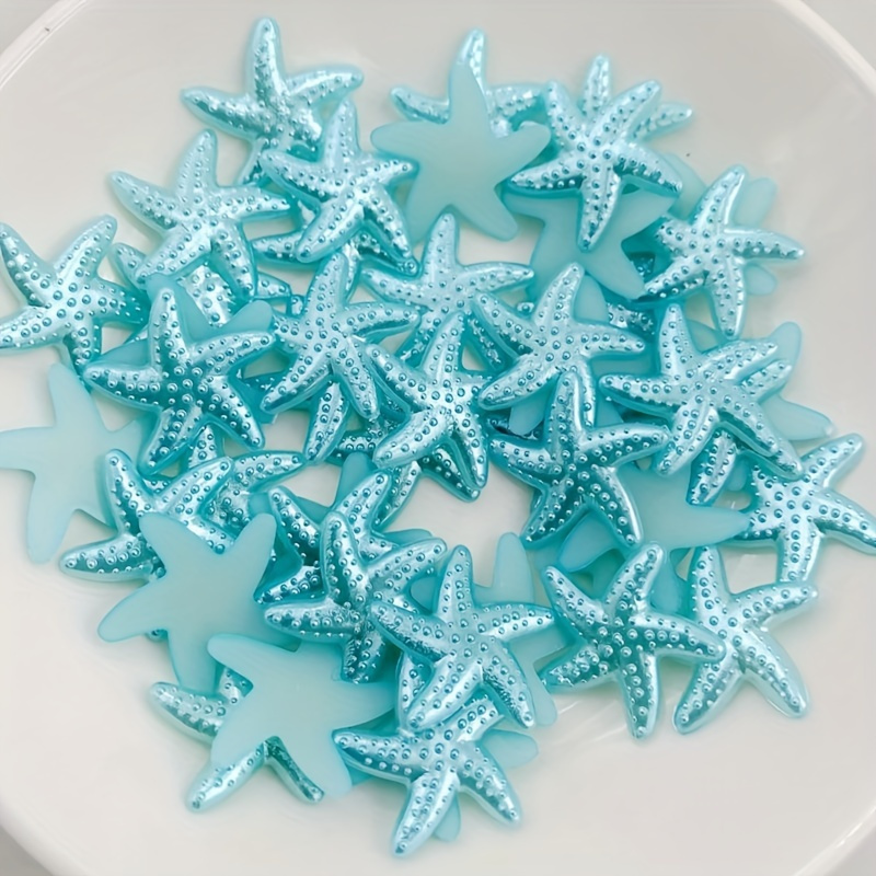 30pcs Mixed Color Starfish & Star Flatback Cabochons, 18mm Resin Animal Themed Embellishments For Scrapbooking, Wedding & Beach Party Decor, Diy Crafts - Ha08