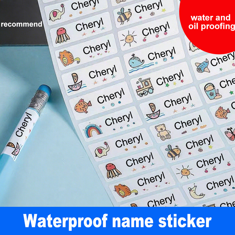 Personalized Cartoon Pattern Name Stickers, Printed Identification Tags