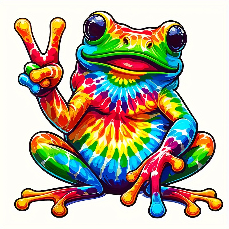 

Tie-dye Sticker, Peace Sign - Vibrant Pvc Decal For Cars, Motorcycles, Laptops, Walls & Refrigerators - And Weather-resistant, Frog Car Accessories