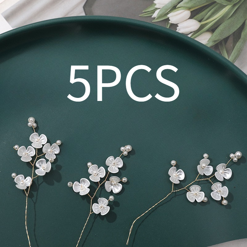 TEMU 5pcs Vintage Faux Hair Additions Made With Woven Beads And Twisted Lines, Projects. Small Bouquets Used As Hairpins Or Decorative Elements And
