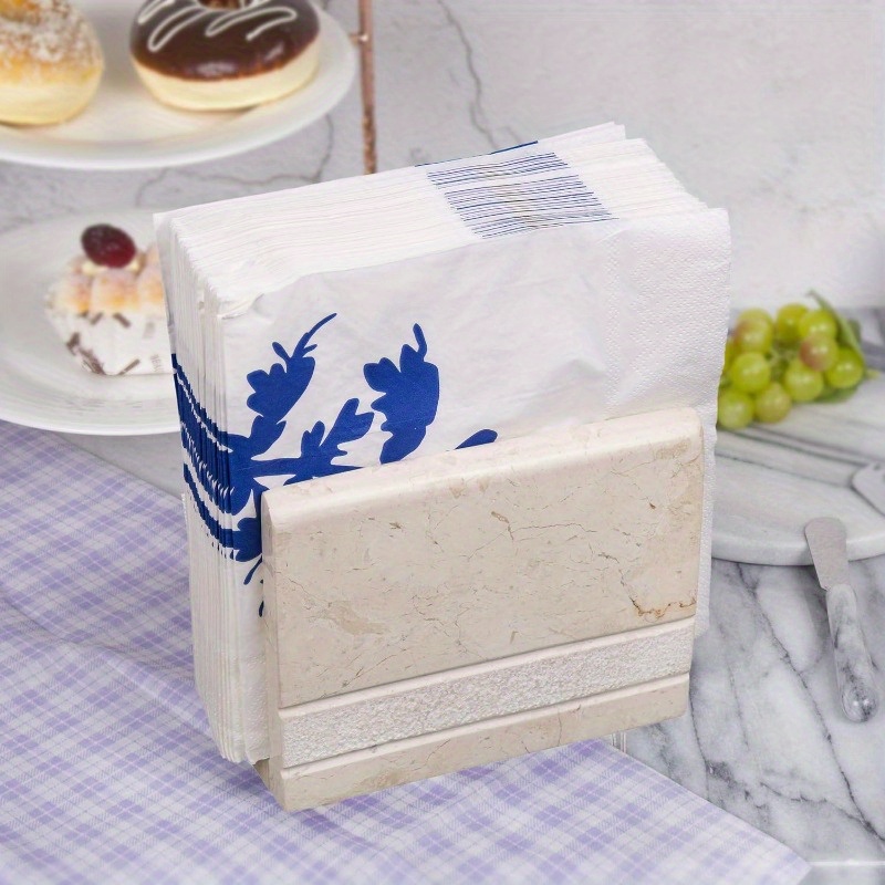 natural   marble hand carved collection tabletop napkin holder stand tissue paper dispenser decorative kitchen countertop dining table organizer 3 x 5   5 h beige Product details 1