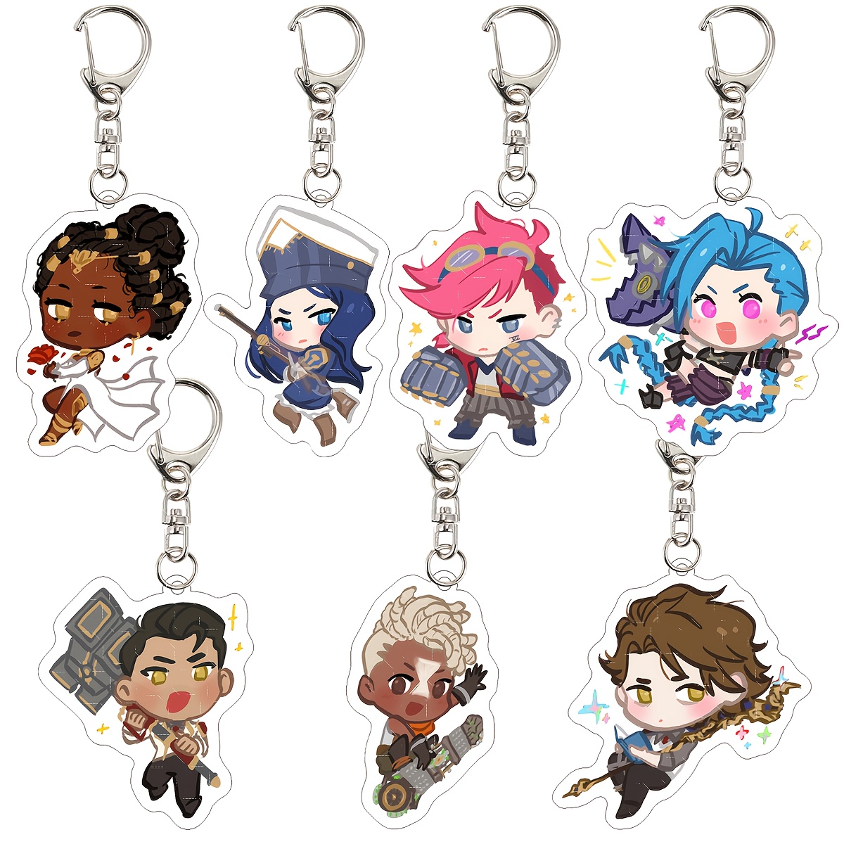 TEMU 2d Flat, Gift For Her/him 2d Flat Keyring Packs, 7pcs Set Of Cute Acrylic Keychains; Anime Collectible Gift, A Surprise . Anime Keychain
