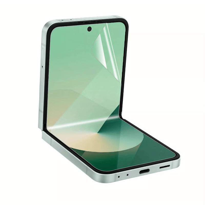 TEMU 4in1 Suitable For Galaxy Z Flip 6 Screen Protector, Includes [2   2pcs] Of Soft Tpu Screen Protectors And 9h Tempered Glass Film, Designed For