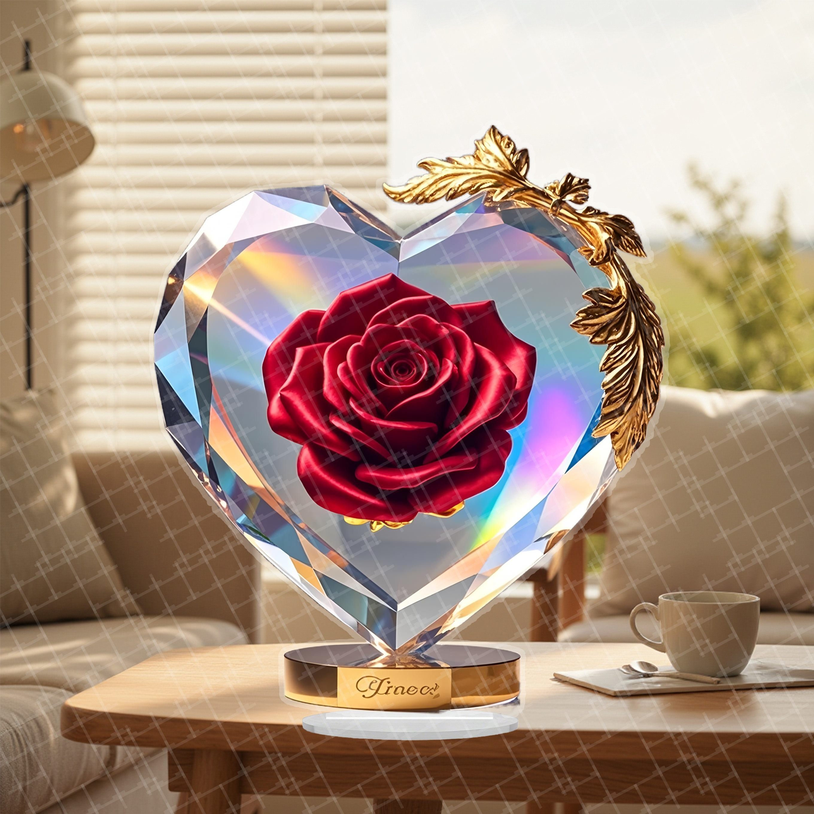 TEMU a forma di cuore in acrilico 2D, con e incisione, regalo per - Elegante decorazione da scrivania per casa, ufficio o regalo per e , decorazione