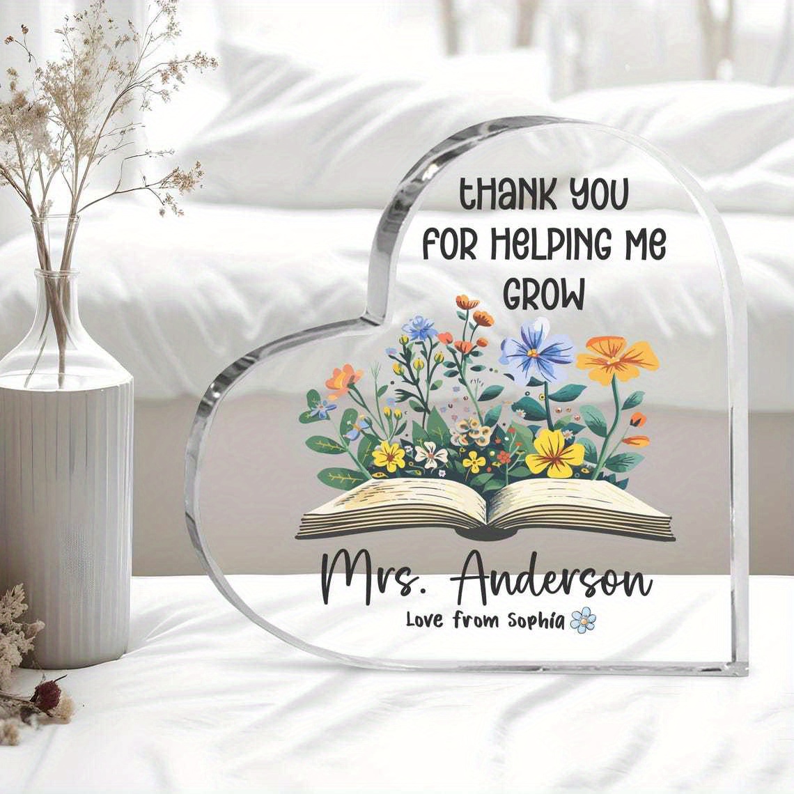 personalized teacher appreciation acrylic heart plaque custom thank you gift with   classroom decor and inspirational messages for graduation birthday or end of year unique keepsake for educators classroom decorations