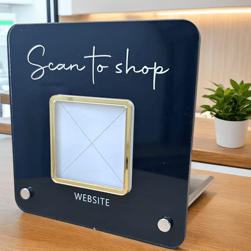 soporte de código qr personalizable - soporte de escritorio acrílico con pín , ideal para y atención al cliente, compatible con múltiples idiomas