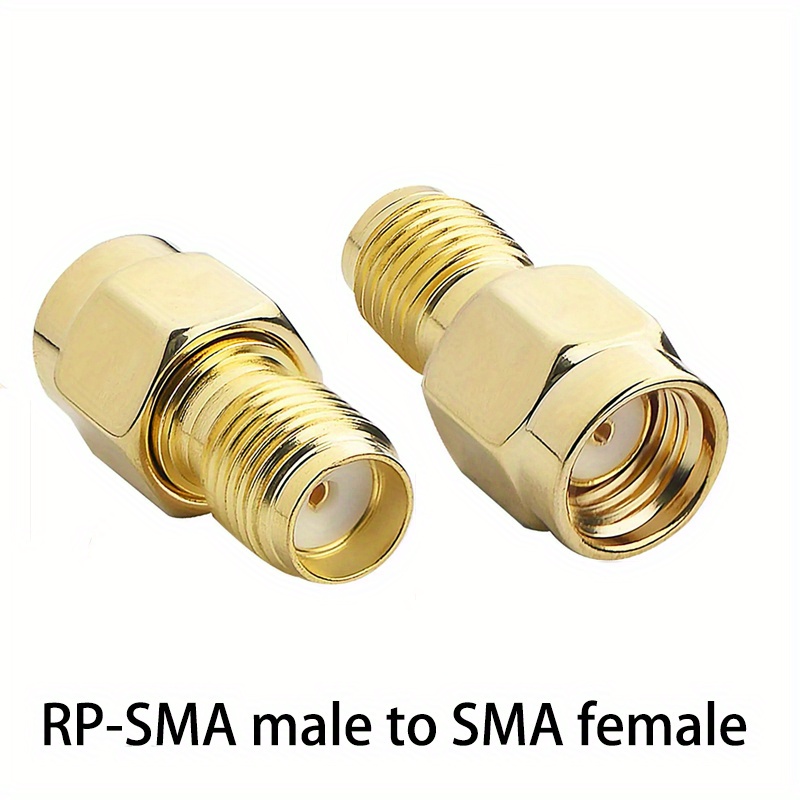 2 stuks SMA naar RP SMA Adapter RF Coaxiaal Connector SMA Man naar RP-SMA Vrouw Converter Goudgelegerd Koperen Messing