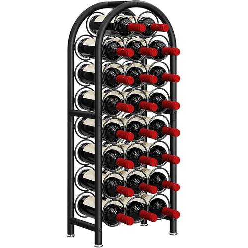 black freestanding metal wine rack organizer for storing 23 bottles