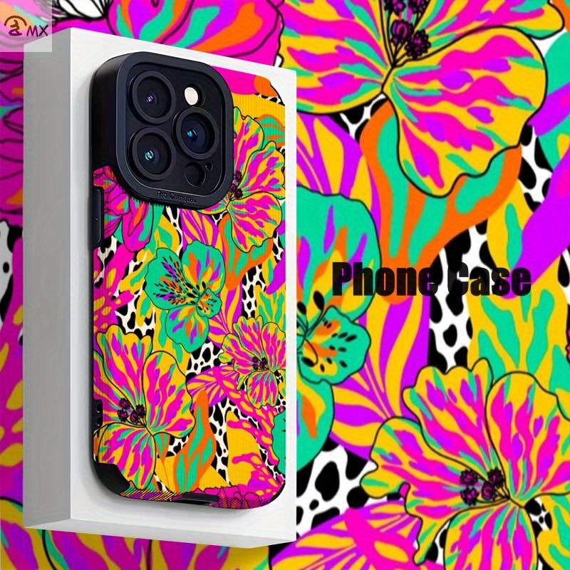 TEMU Phone Case - Colorful Floral 4 Suitable For Iphone16, 16plus, 16pro, 16promax, Iphone 15, 15plus, 15pro, 15promax, 14, 14plus, 14pro, 14promax,