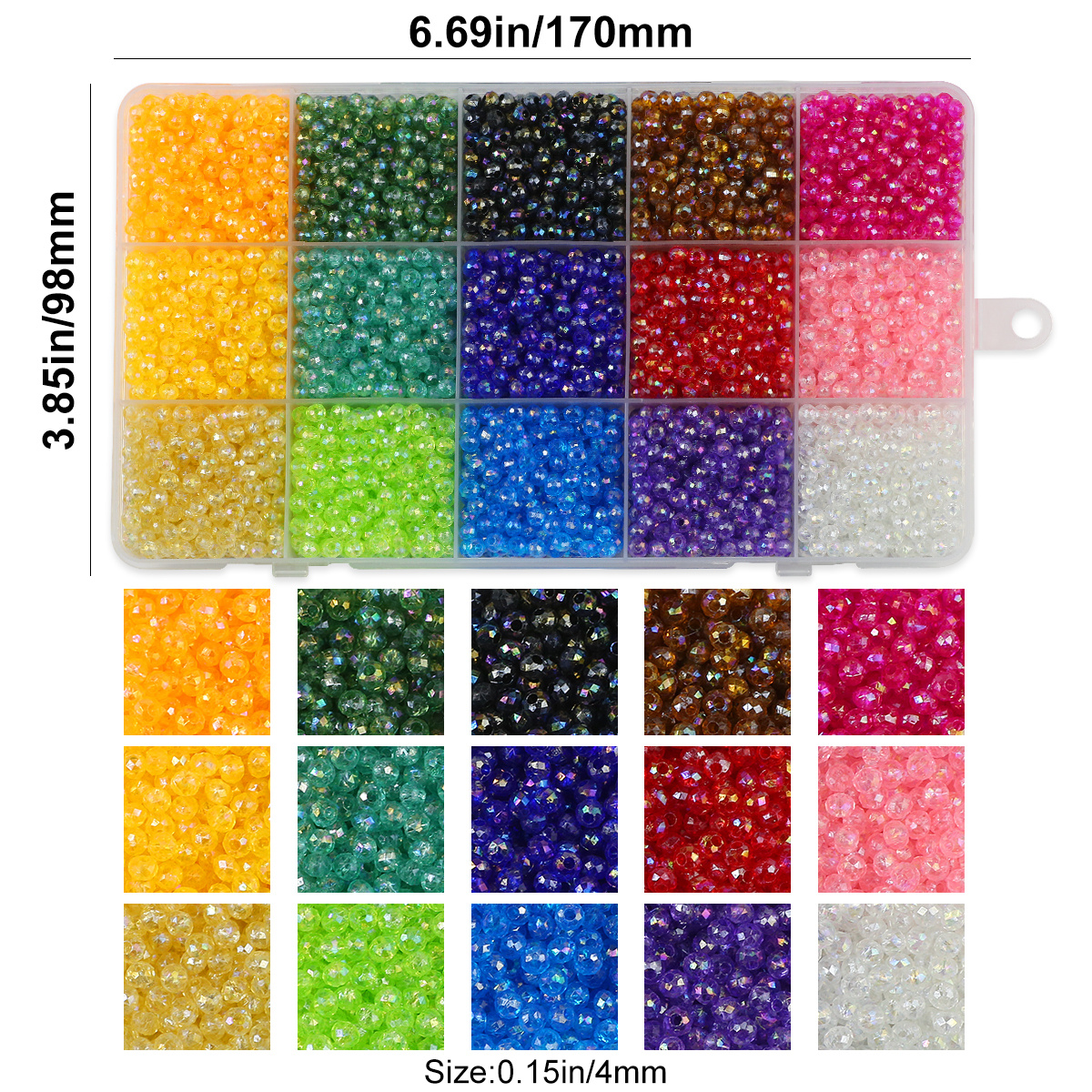TEMU 4500pcs de perles plates rondes colorées en plastique de 4 mm pour , l'artisanat et les fournitures de couture, bijoux, perles décoratives,
