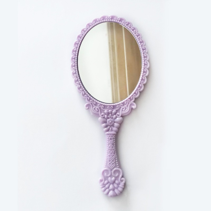 Minimalist Solid Color Elegant Plastic Round Women's Hand Mirror