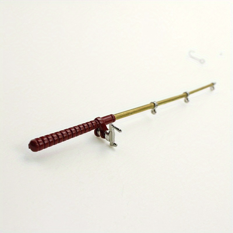 1 6 1 12 scale mini fishing rod alloy metal dollhouse fishing pole with red     adjustable tackle spool for micro scene accessories dollhouse accessories durable construction