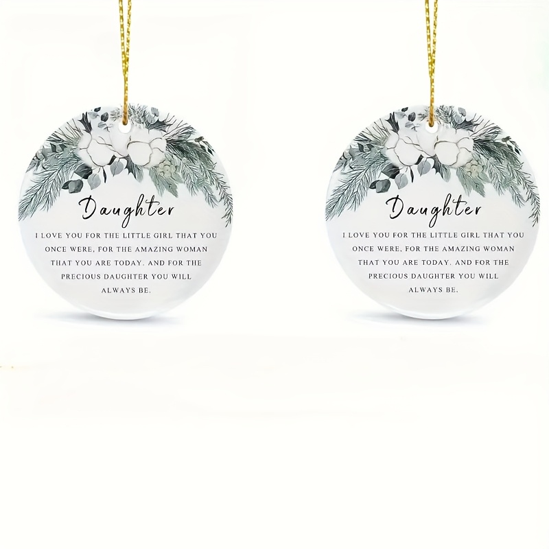 TEMU 2D Plat, 2 pièces Pendentif Acrylique Thème Fille - "Fille de" Ornement Idéal pour Noël, Cadeau Fête des Mères, Décoration Murale - Cadeau