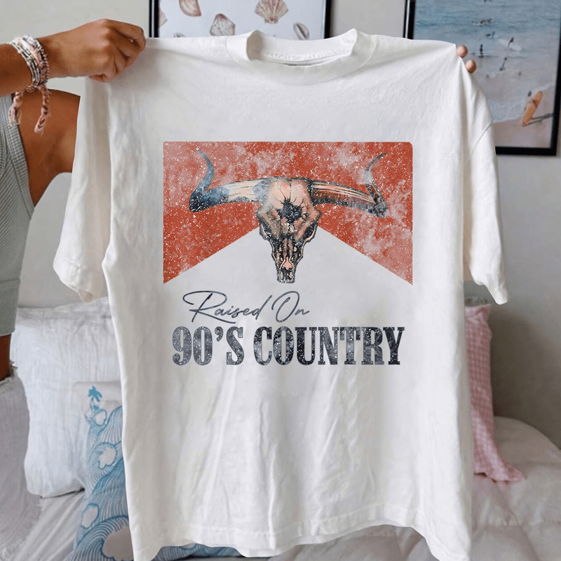 

Women's ' 90's Country' Graphic Tee - Casual Crew Neck Short Sleeve Top, Breathable Polyester , , Machine Washable