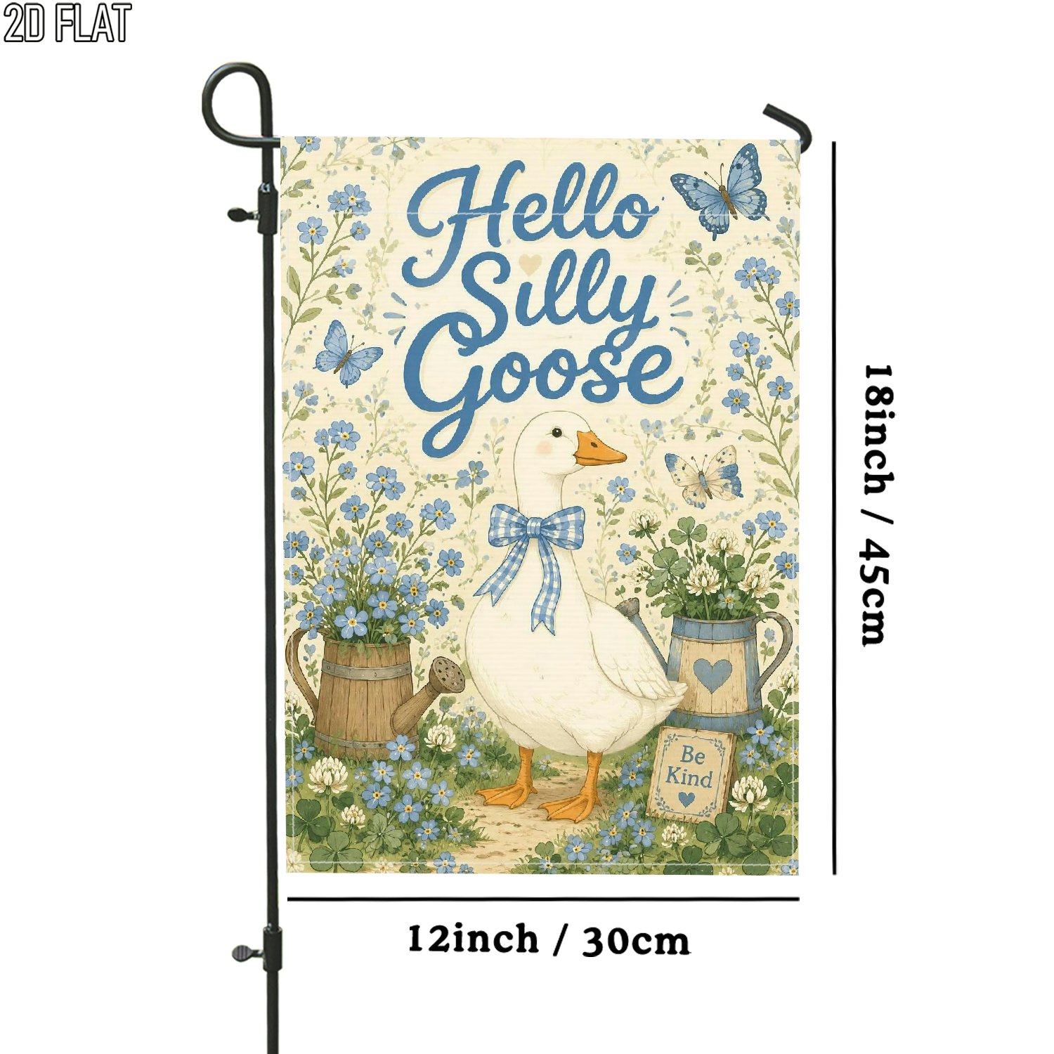 TEMU 2d Flat, 2d Flat 1pc Outdoor Garden Flag Spring Duck Floral Blue Beige Double-sided Flag Porch Decoration For Garden Outside Yard Decoration