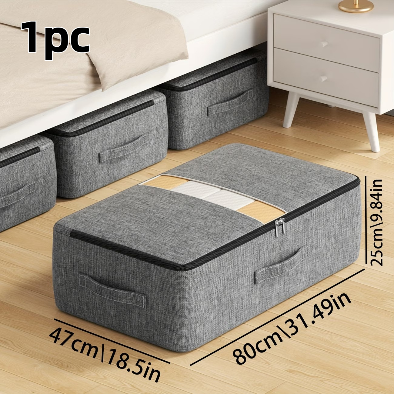 TEMU Storage For Under The Bed, Suitable For Home Use And Moving, Large Capacity Storage, Thick Fabric With A Window For Visibility, Ideal For