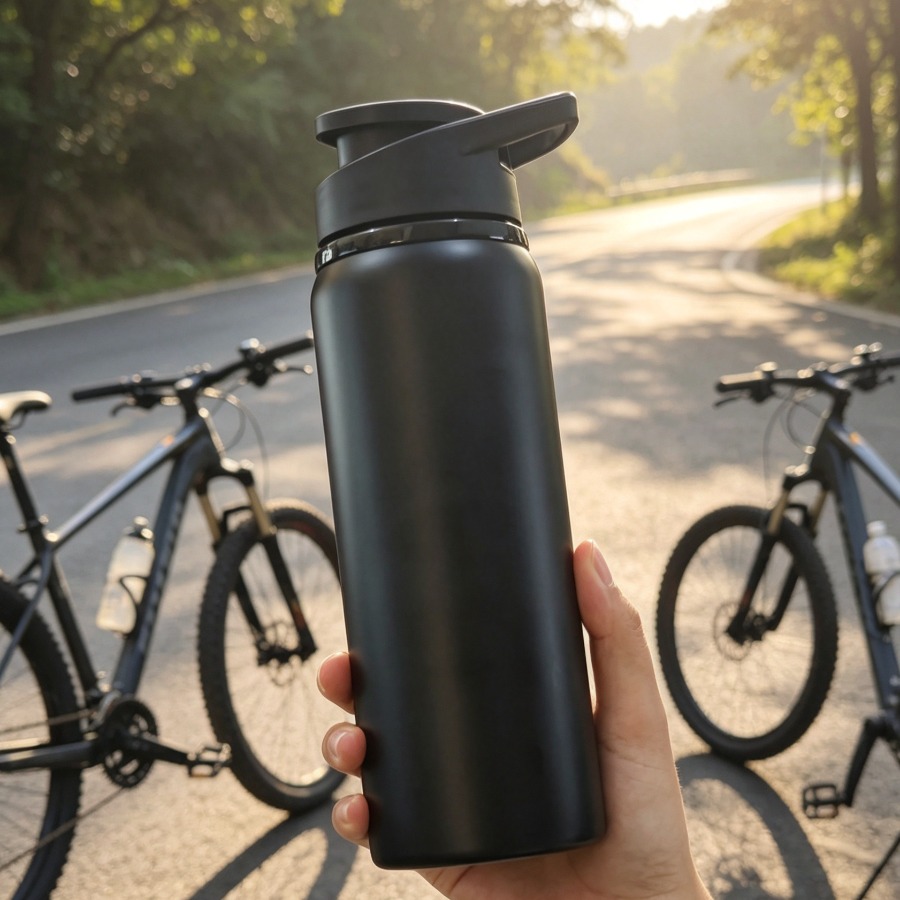 TEMU 24oz Single-layer Stainless Steel Sports Water Bottle, Lid With Carry Handle, Solid Color Blank Body For Diy Customization, Leak-proof Seal,