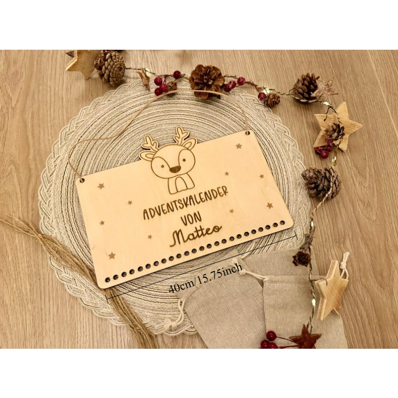 TEMU Customizable Name, Advent Calendar With Name / Personalized Wooden Advent Calendar / Christmas Calendar / Wooden Advent Calendar With Name