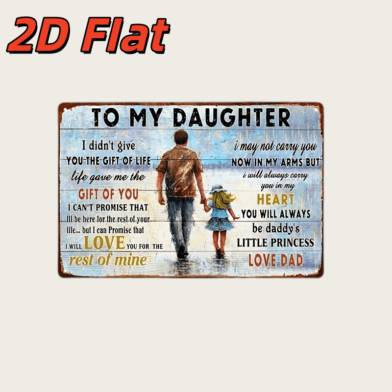 TEMU 2d Flat, 2d Flat Vintage Durable Wooden Decorative Plaque - "to My Daughter" Inspirational Plaque, Family Theme, Unique Decorative Plaque