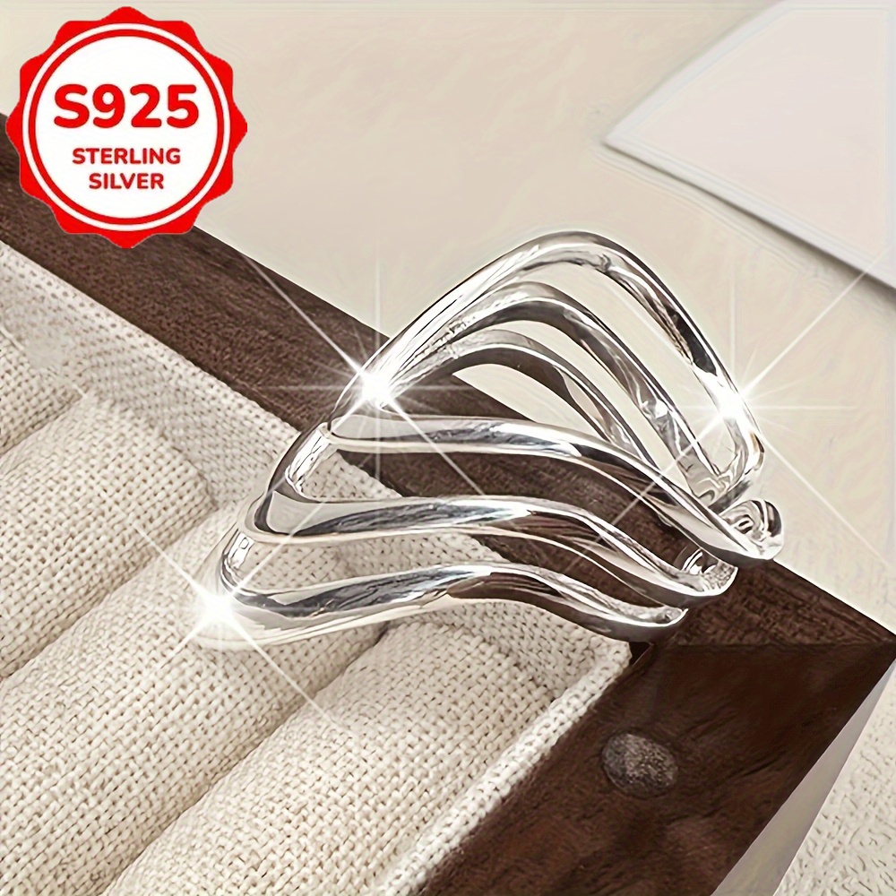 Stylish Adjustable Layered Ring of S925 Silver