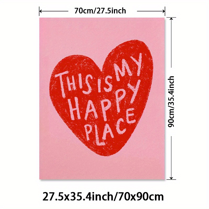 TEMU 1pc Unframed Inspirational Quote Poster - Heart Shape Wall Decor With Hand-drawn Text On Pink Background, Modern Art Deco Canvas Print For