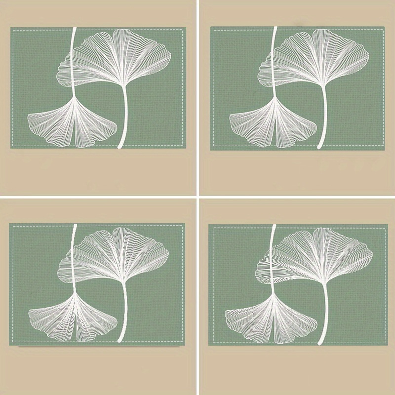 4pcs/modern Simple And High-end Table Mats With Ginkgo Leaf Design Kitchen, Home And Hotel, Light Luxury Decorative Table Mats
