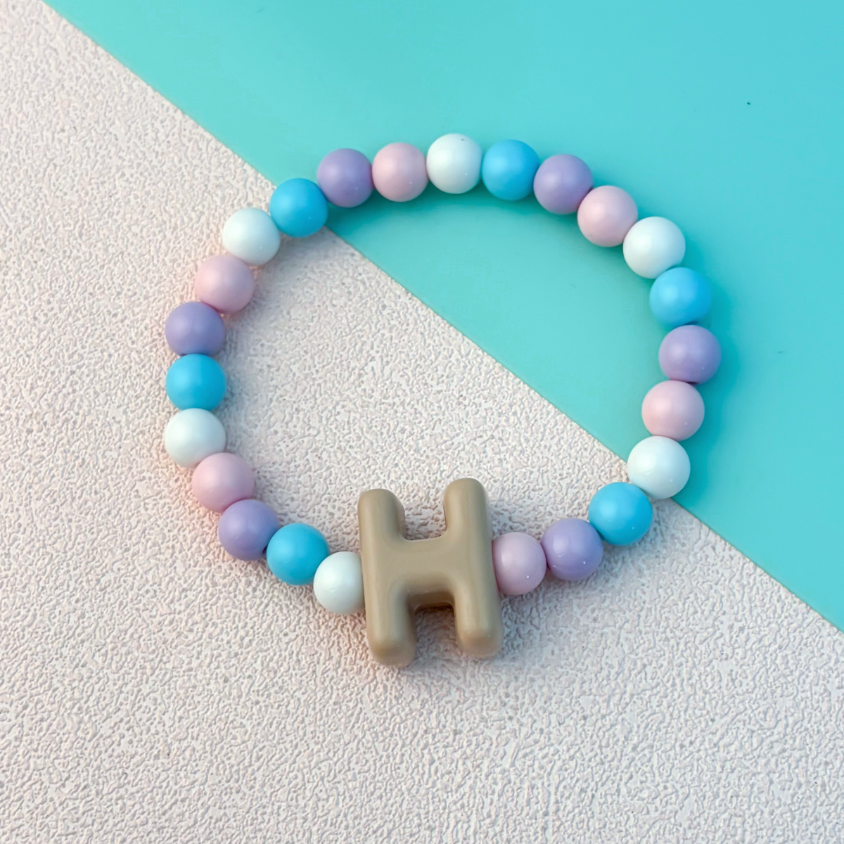 Playful Cartoon Macaron Multicolor Letter Elastic Bracelet