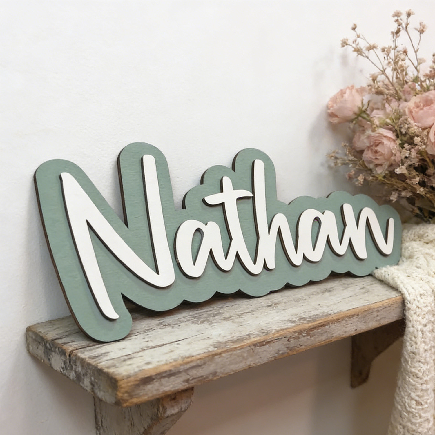 TEMU 1pc Personalized Wooden Nameplate, Custom Name, Double-layer Design, Options, Handmade, No Power Needed, Bedroom Door Sign, Wall Art Decorative