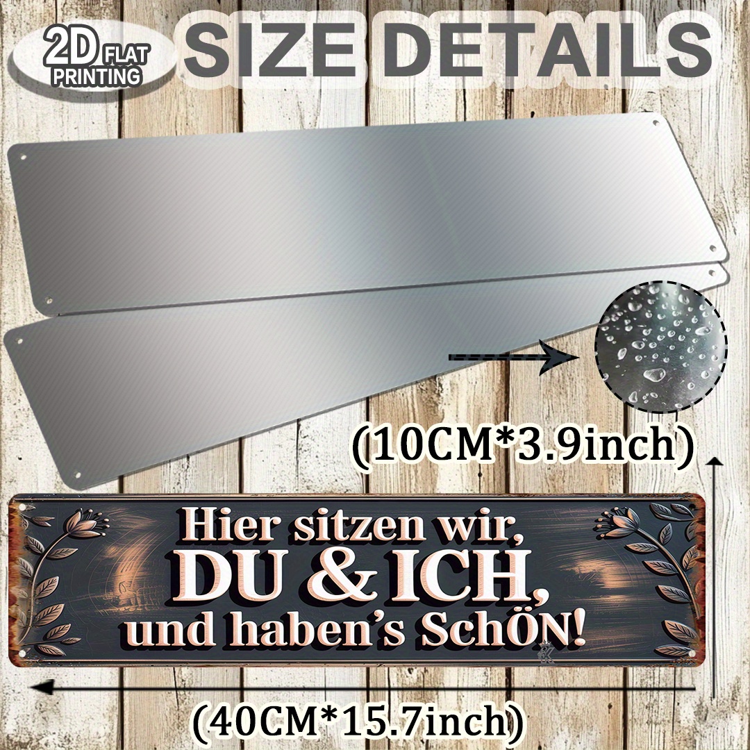 Image of 2d Flat, 1pc Vintage Metal Aluminum Sign " Here, You & Me, !" - Romantic Wall Decor For Couples, Valentine's Day Gift, Ideal For Living Room & Bedroom, 39.88x9.91 Cm