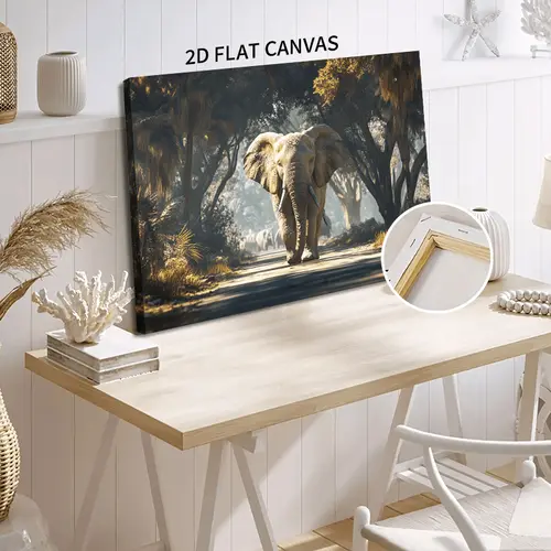 2d canvas wall art with wooden frame ready to hang decor for living room bedroom or dining room dining room decoration wildlife theme canvas elephant decor 2d flat room decor