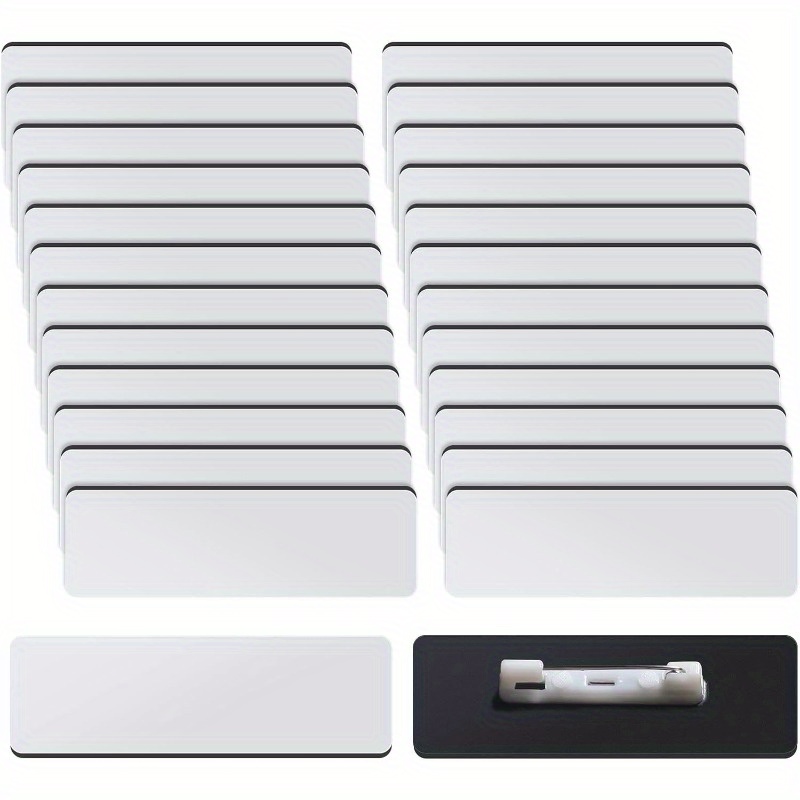 set of 16 blank name tags measuring 1 x 3 inches designed for diy id badges with pin backing suitable for office employees and students 0